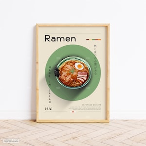 Ramen  Poster, Food Print, Japanese Food, Retro Poster, Housewarming Gift, Kitchen Decor, Mid Century Poster, Minimalist Print