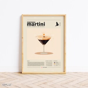 Espresso Martini Poster, Cocktail Print, UK Poster, Retro Poster, Housewarming Geschenk, Küchendeko, Mid Century Poster, minimalistischer Druck