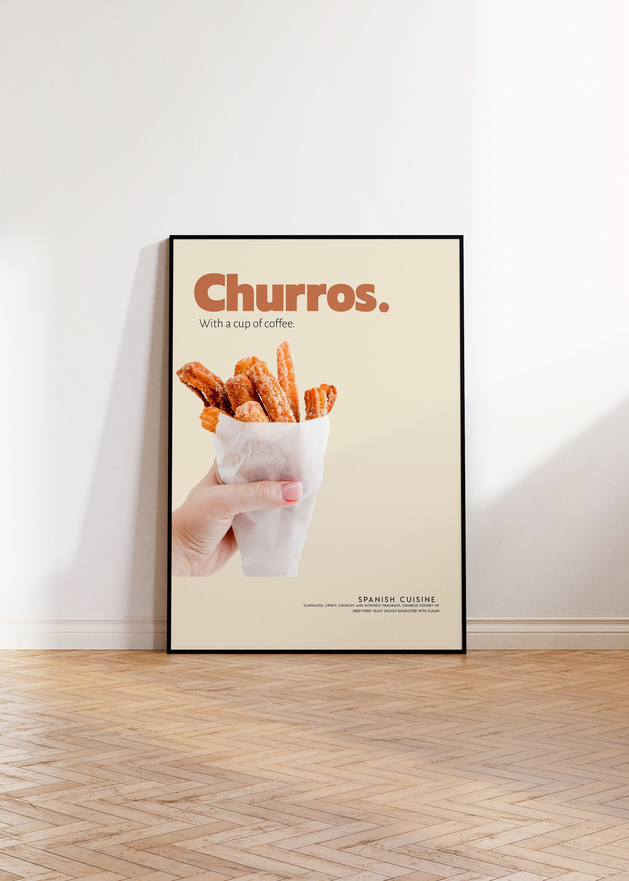 Churros Rice, Food Poster, Spanish food, Retro Poster, Housewarming Gift, Kitchen Decor, Mid Century Poster, Minimalist Print, Kitchen Print