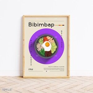 Bibimbap Poster, Food Print, koreanisches Essen, Retro Poster, Housewarming Geschenk, Küchendeko, Mid Century Poster, minimalistischer Druck