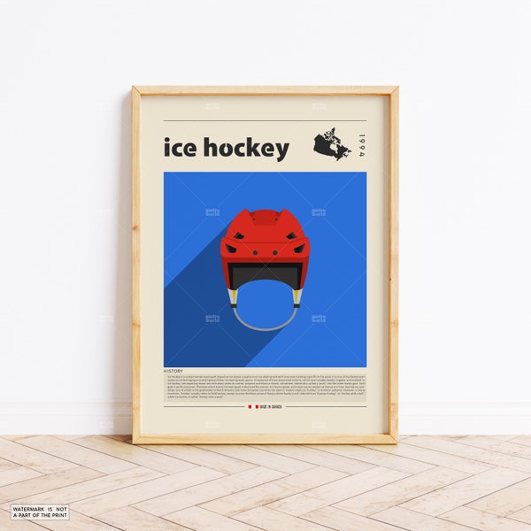 Eishockey Poster, Sport Print, Kanada Poster, Retro Poster, Einweihungsgeschenk, Wohnkultur, Mid Century Poster, minimalistischer Druck