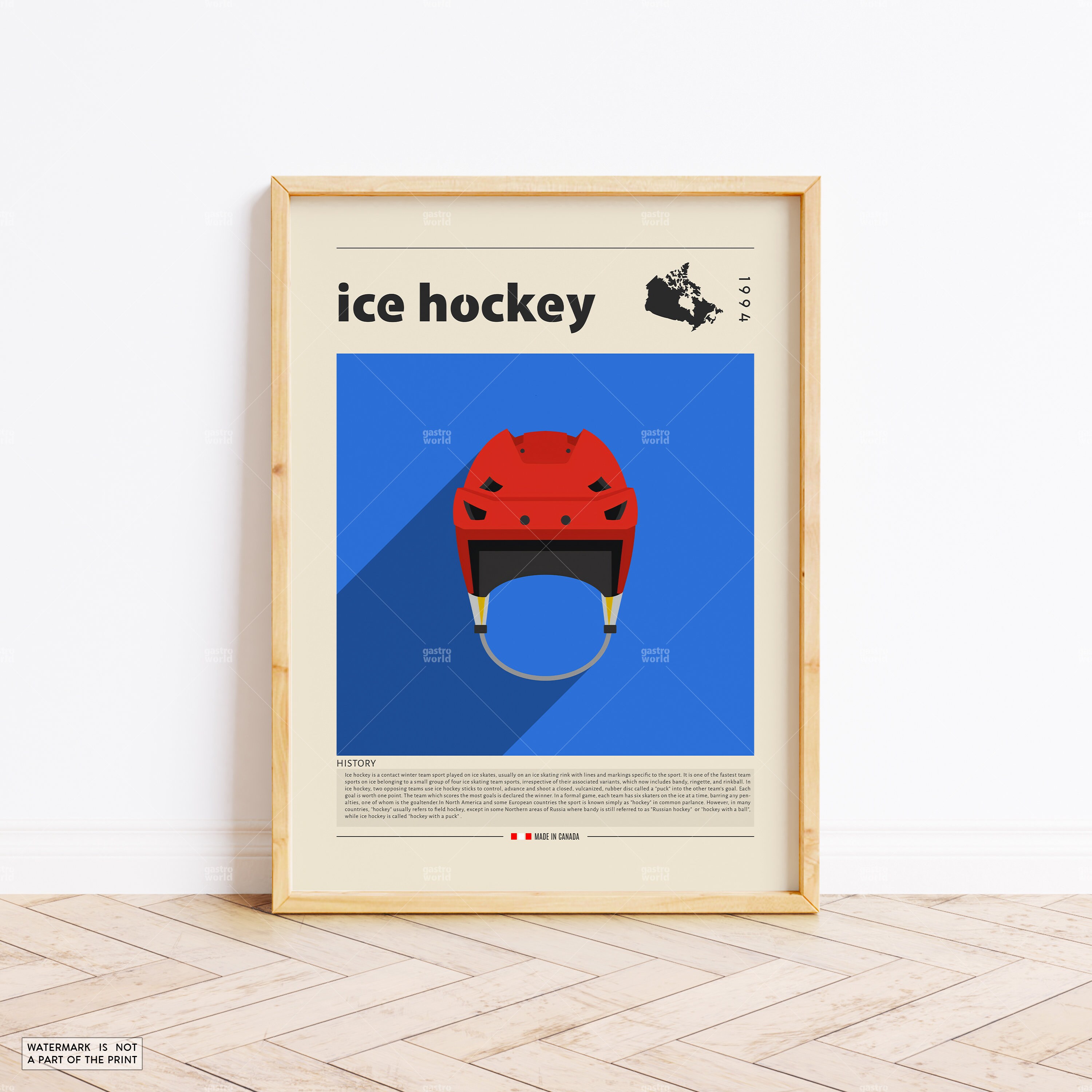 Vintage Retro Old School Hockey Poster by Ocean Front Art