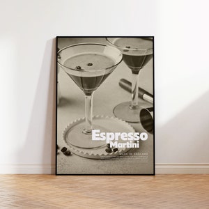 Espresso Martini Poster, Cocktail Print, Bar Decor , Retro Poster, Housewarming Gift, Kitchen Decor, Mid Century Poster, Bar Print