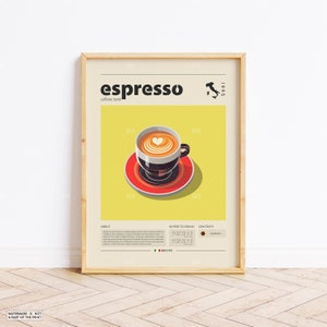 Espresso Poster, Coffee Print, Italian Coffee, Retro Poster, Housewarming Gift, Kitchen Decor, Mid Century Poster, Minimalist Print