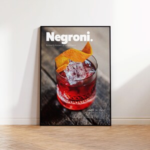 Negroni Poster, Cocktail Print, Italienisches Poster, Retro Poster, Housewarming Geschenk, Küchendeko, Mid Century Poster, Minimalistischer Druck