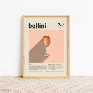 Bellini Poster, Cocktail Print, Italienisches Poster, Retro Poster, Housewarming Geschenk, Küchendeko, Mid Century Poster, Minimalistischer Druck