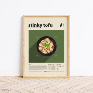 Stinky Tofu Poster, Food Print, Taiwan Food, Retro Poster, Housewarming Gift, Kitchen Decor, Mid Century Poster, Minimalist Print