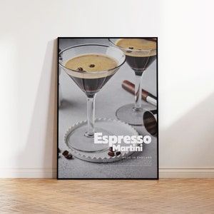 Espresso Martini Poster, Cocktail Print, Bar Dekor, Retro Poster, Housewarming Geschenk, Küchendekoration, Mid Century Poster, Bar Print