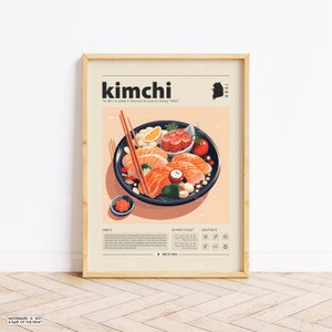 Kimchi Poster, koreanisches Essen, Retro Poster, Einzugsgeschenk, Küchendeko, Mid Century, minimalistischer Druck