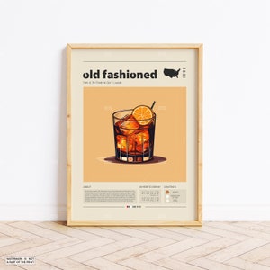 Altmodisches Plakat, Cocktaildruck, amerikanisches Plakat, Retro Plakat, Housewarminggeschenk, Küchendekoration, Mid Century Plakat, minimalistischer Druck