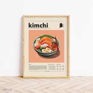 Kimchi Poster, koreanisches Essen, Retro Poster, Einzugsgeschenk, Küchendeko, Mid Century, minimalistischer Druck