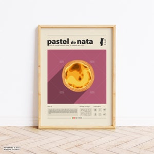 Pastel De Nata Poster, Food Print, Mexico Food, Retro Poster, Housewarming Gift, Kitchen Decor, Mid Century Poster, Minimalist Print