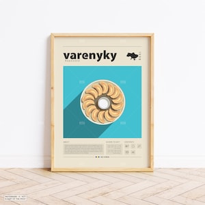 Varenyky Poster, Food Print, Ukraine  Food, Retro Poster, Housewarming Gift, Kitchen Decor, Mid Century Poster, Minimalist Print