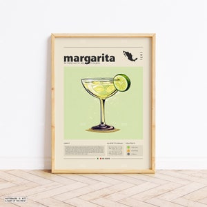 Margarita Poster, Cocktail Print, Mexikanisches Poster, Retro Poster, Housewarming Geschenk, Küchendeko, Mid Century, Minimalistischer Druck