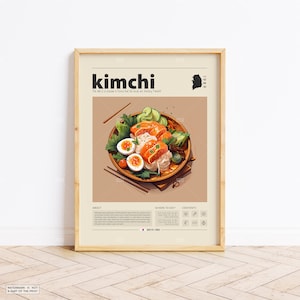 Kimchi Poster, koreanisches Essen, Retro Poster, Einzugsgeschenk, Küchendeko, Mid Century, minimalistischer Druck