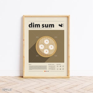 Dim sum Food Poster,, Chinese food, Retro Poster, Housewarming Gift, Kitchen Decor, Mid Century Poster, Minimalist Print