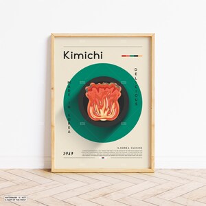 Kimchi Poster, koreanisches Essen, Retro Poster, Einzugsgeschenk, Küchendeko, Mid Century, minimalistischer Druck