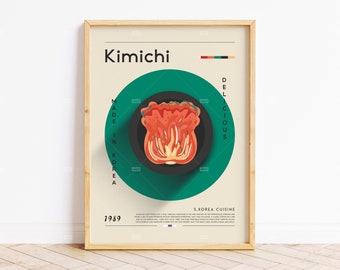 Kimchi Poster, Korean Food,Retro Poster, Housewarming Gift, Kitchen Decor, Mid Century Poster, Minimalist Print