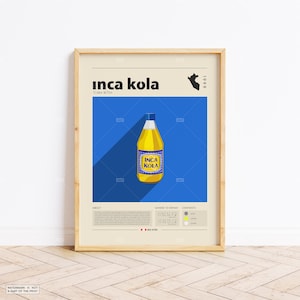 Inka Kola Poster, Cocktail Print, Peru Poster, Retro Poster, Housewarming Geschenk, Küchendeko, Mid Century Poster, Minimalistischer Druck