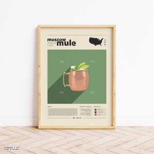Moskauer Mule Poster, Cocktail Druck, Amerikanisches Poster, Retro Poster, Housewarming Geschenk, Küchendeko, Mid Century Poster, Minimalistischer Druck