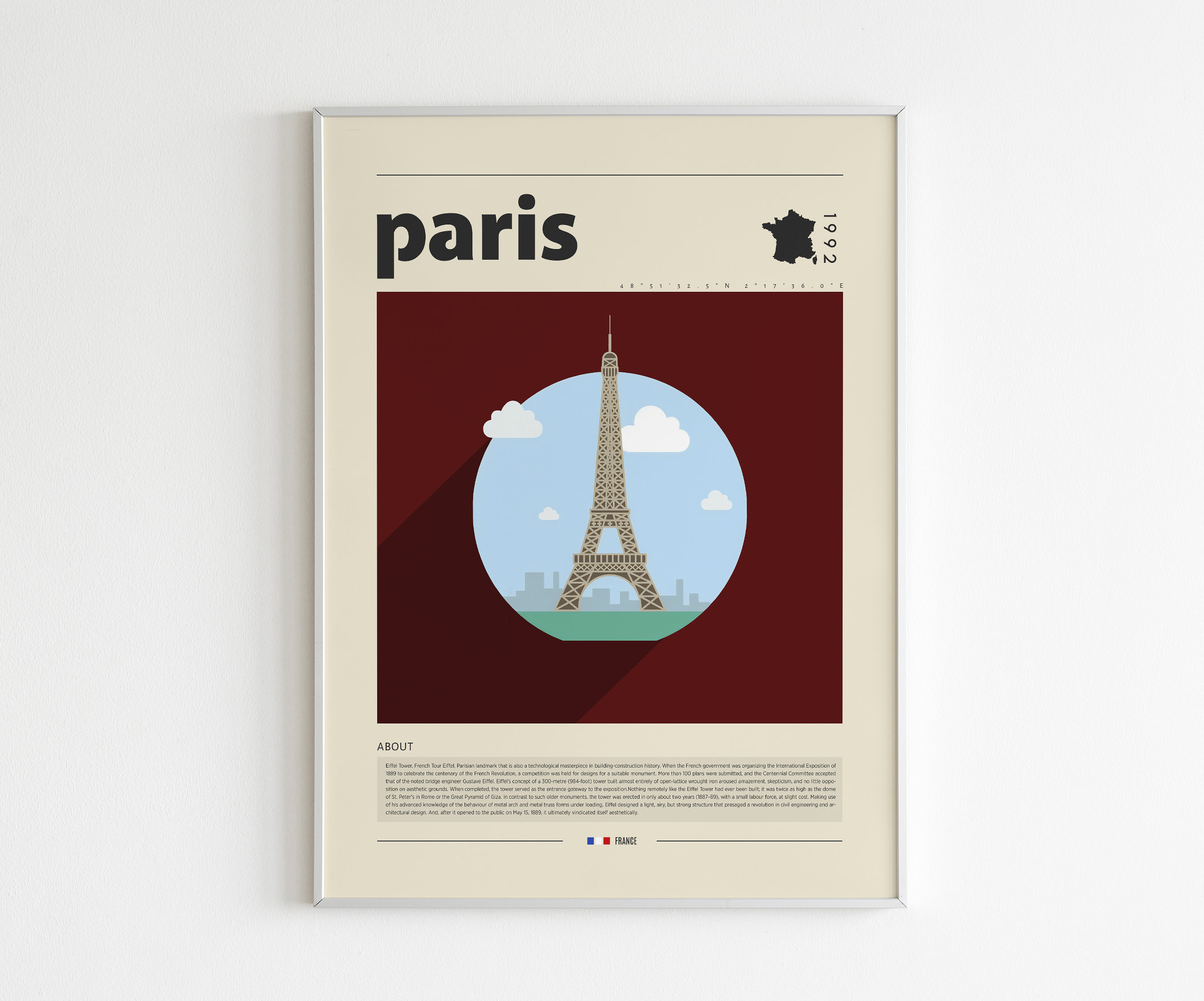 Paris Poster France Poster City Poster Housewarming Gift Kitchen Decor Retro Poster Minimalist Print Mid Century Poster
