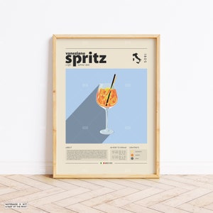 Spritz  Poster, Cocktail Print,  Italian Poster, Retro Poster, Housewarming Gift, Kitchen Decor, Mid Century Poster, Minimalist Print