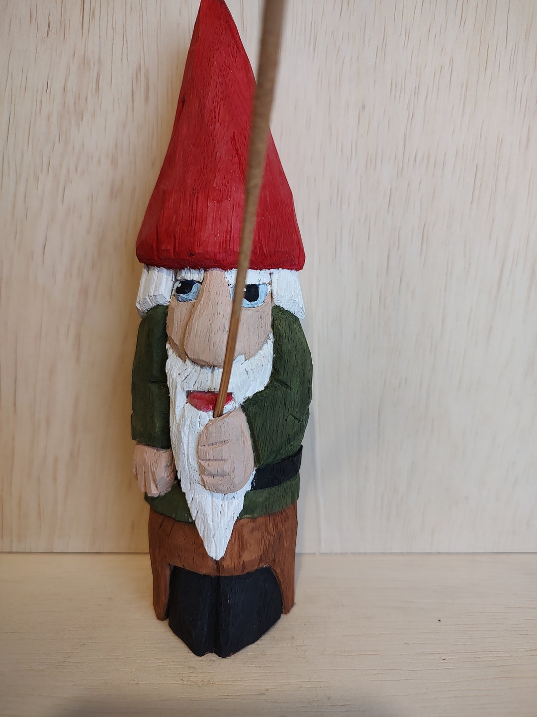 Hand Carved Wood Gnome Incense Holder Etsy