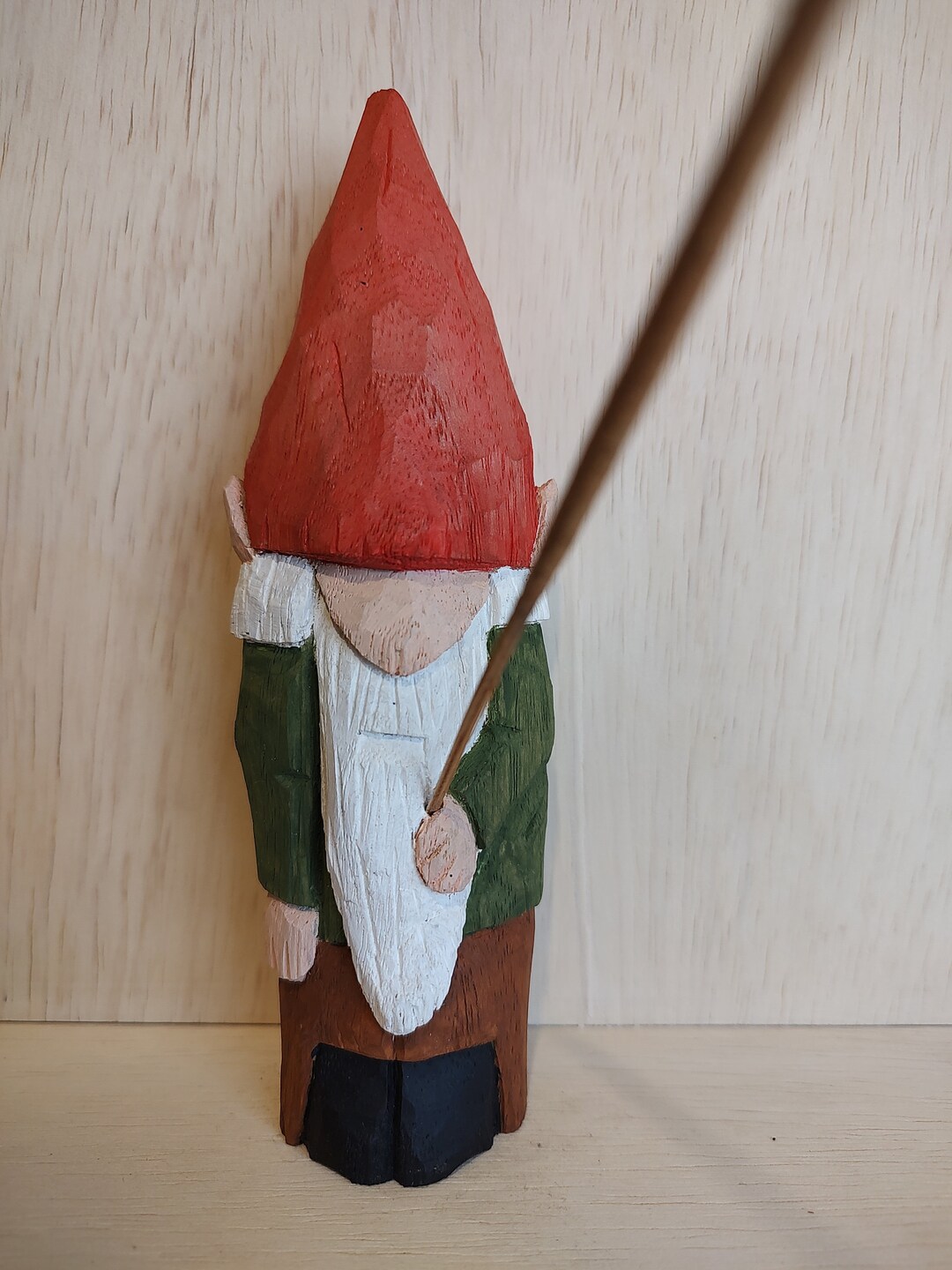 Hand Carved Wood Gnome Incense Holder Etsy