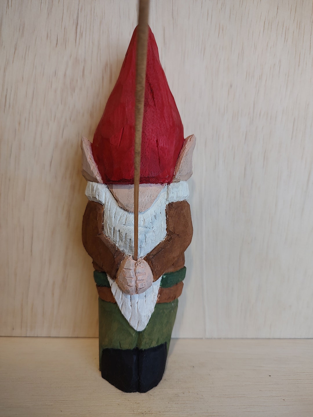 Hand Carved Wood Gnome Incense Holder Etsy