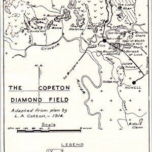 Mapa de Copeton Diamond Field L.A. Cotton 1964 Clip de revista AB6-LL1