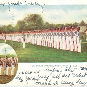 1908 Wojna amerykańsko-hiszpańska „Parada paradna West Point NY” Oryginalna pocztówka PD2