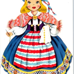 Bambola della Svezia - Cartolina originale serie Dolls of Many Lands PB4