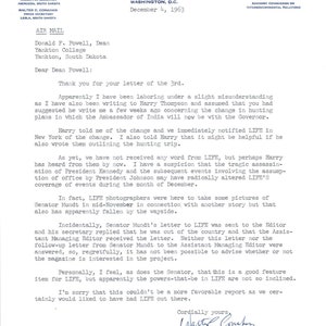 Membrete oficial del senador Karl Mundt firmado por Walter C. Conahan 1963 TK1-P6