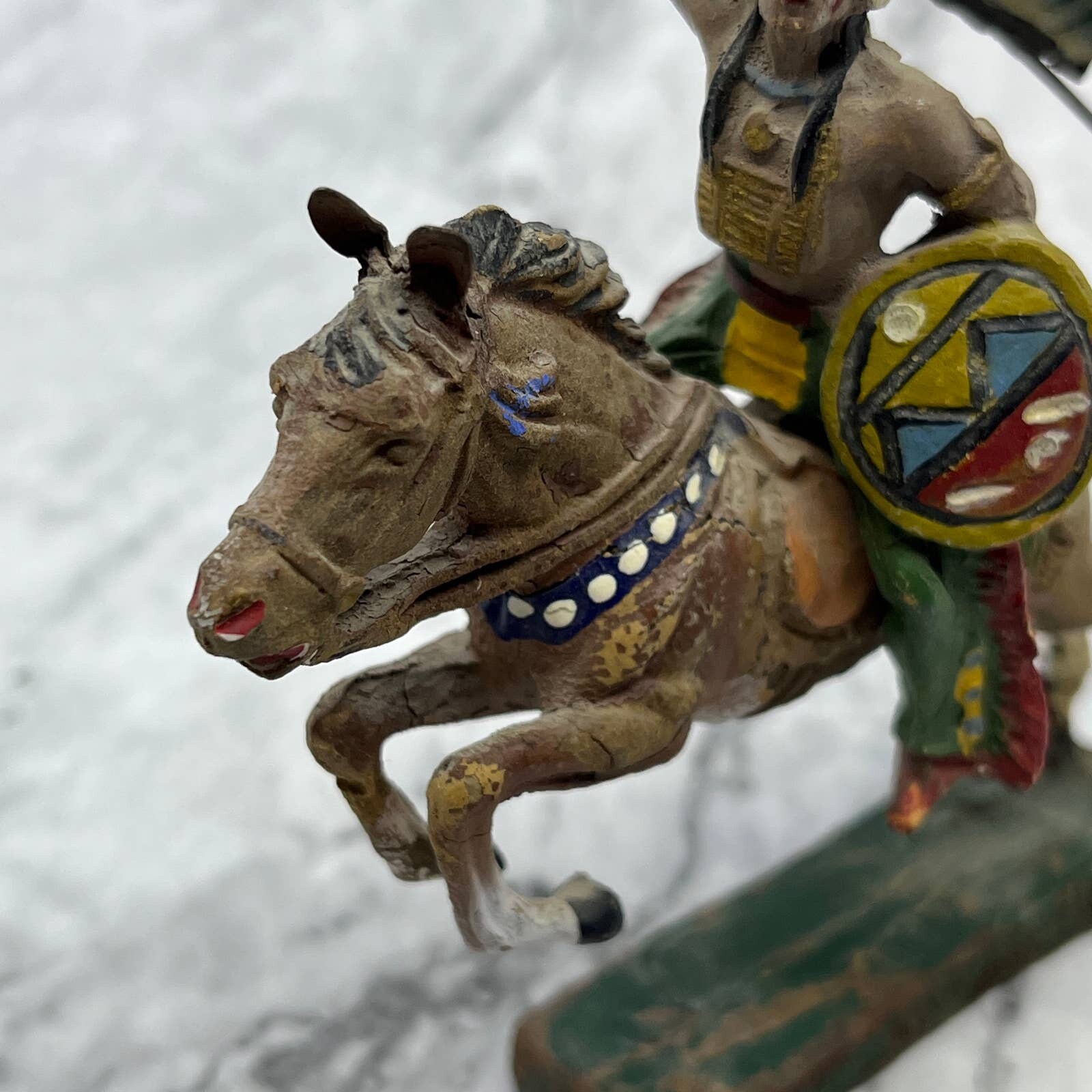 Vintage Elastolin Toy Figurine Germany Indian Chief Horse