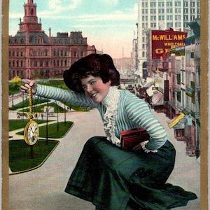 Montre de poche victorienne Lady Humour c1910 Je viens de trouver un certain temps Carte postale PE1