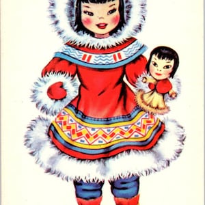 Bambola Eschimese - Cartolina originale serie internazionale di bambole PB8