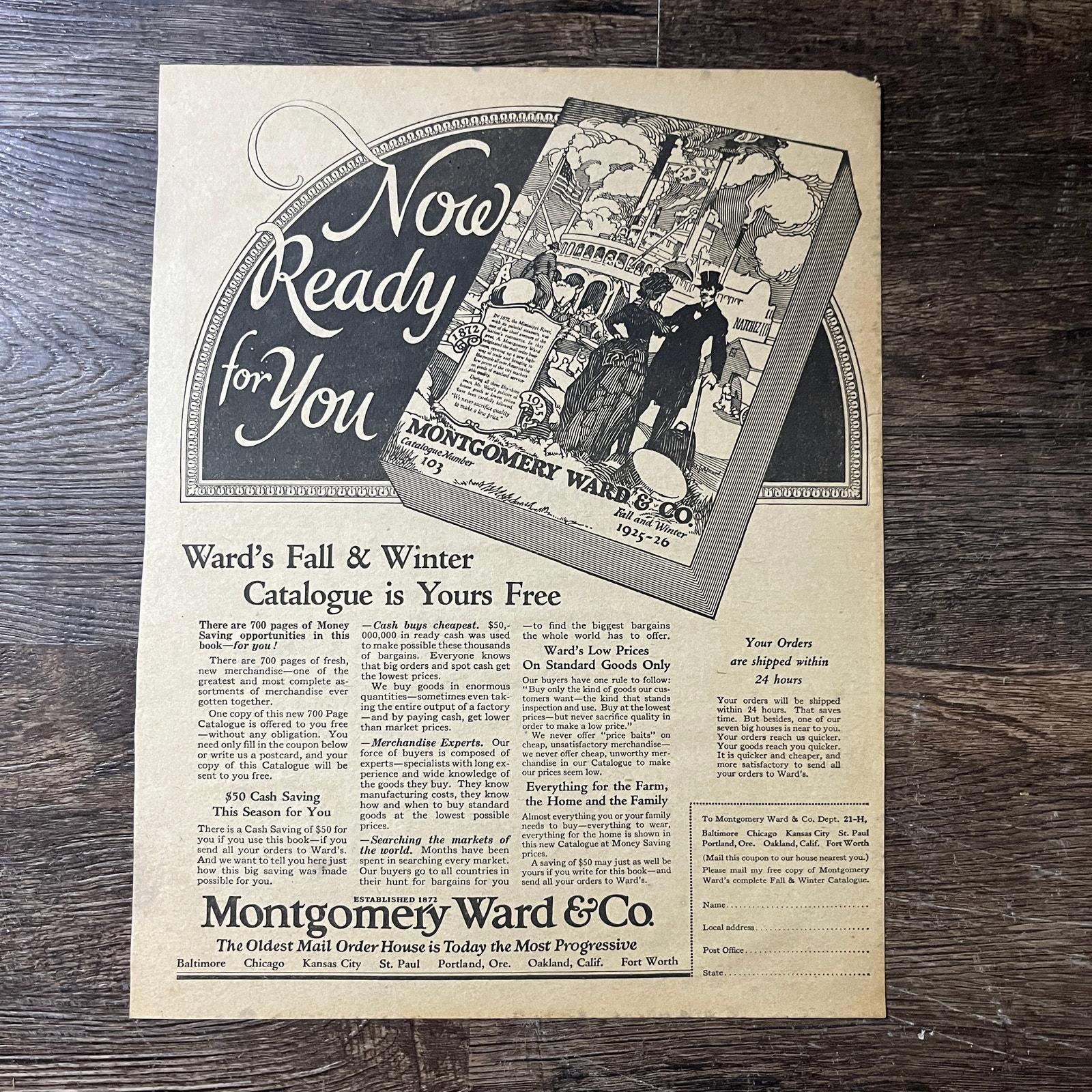 定率割引 往復 Montgomery Ward & Co Winter 1925-26 Catalog Offer Vintage 洋書