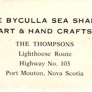Byculla Sea Shanti The Thompsons Port Mouton Nueva Escocia Tarjeta de visita TK2-CC