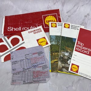 Cartes du kit de la route pétrolière Shell 1971, dossier des dépenses de voyage, guide touristique TH2-MI1