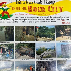 Cartão postal vintage Rock City Chattanooga Tennessee grande novidade TJ5-E1