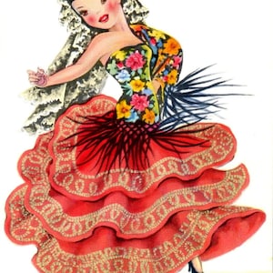 Boneca da Espanha - Cartão Postal Original da Série Bonecas de Muitas Terras PB4