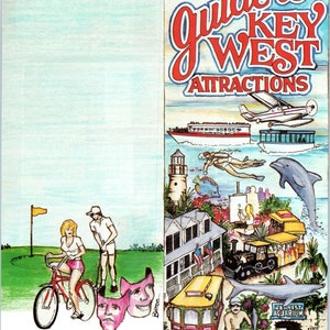Carte des attractions de Key West des années 80 et brochure de voyage dépliante TF4-BA