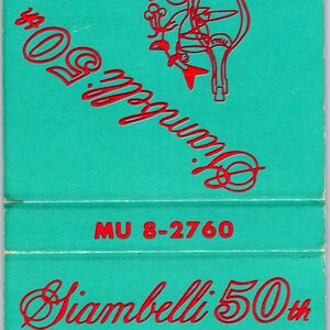 Giambelli 50th Italian Cuisine NYC Advertising Matchbook Cover SA1-M10