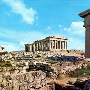 Cartolina vintage PD8, propilei di Atene, Partenone ed Eretteo del 1973