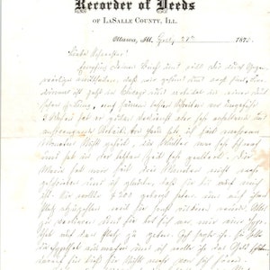 1875 Oficina del Registrador de Escrituras Condado de LaSalle Ottawa IL Membrete AB6-OD1