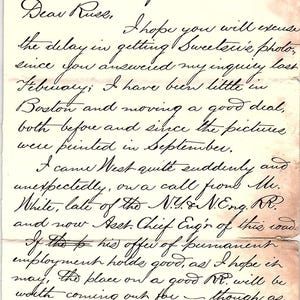Carta manuscrita de 1879 a la oficina del ingeniero C.B. & Q. RR W.K. Means AF4-1
