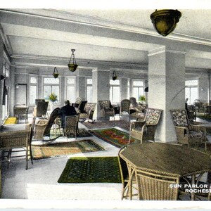 Salón de sol en el Kahler Hotel Rochester Minnesota 1918 Postal original TK1-P3