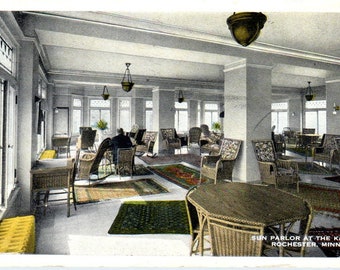 Sun Parlor at the Kahler Hotel Rochester Minnesota 1918 Original Postcard TK1-P3