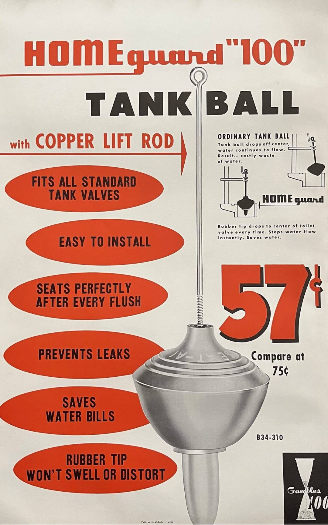 1960 Home Guard 100 Toilet Tank Ball Gambles 100 Store Display Etsy