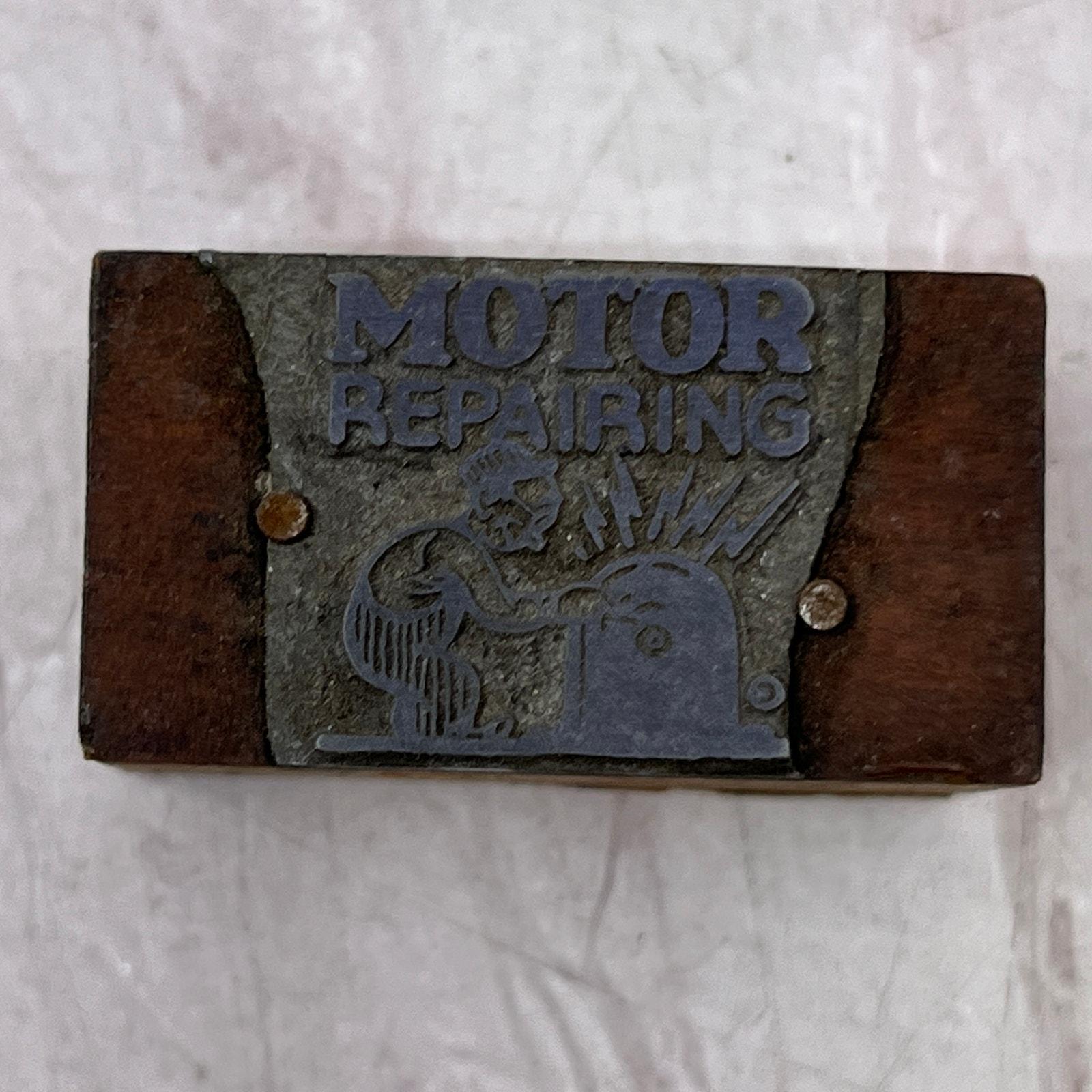 Retro Motor Repairs Vintage Letterpress Printers Block Plate SB8